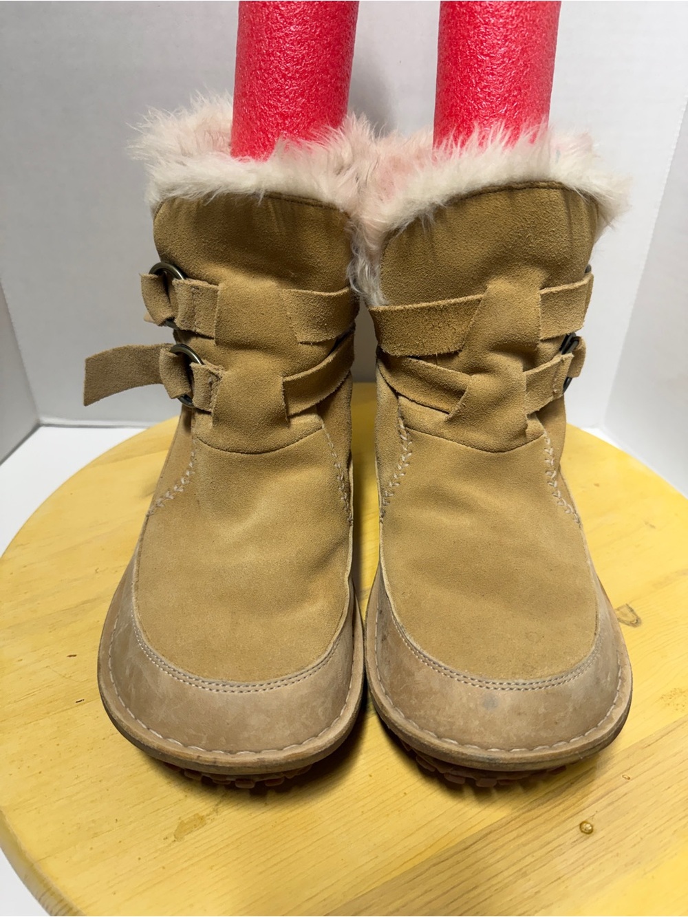 Sorel Tootega Women’s Tan Suede Winter Boots Faux Fur Waterproof Double Straps